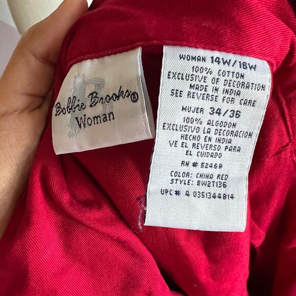 Bobbie Brooks Red Teacher‎ Embroidered Shirt, Whimsical Retro Vintage 14W/18W - Picture 4 of 5